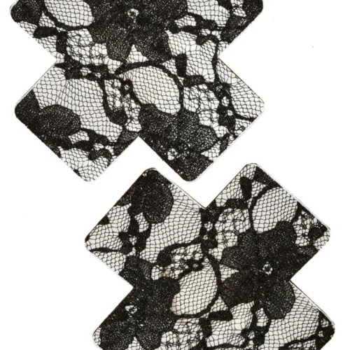 GE Apparel Black X Floral Lace Pasties