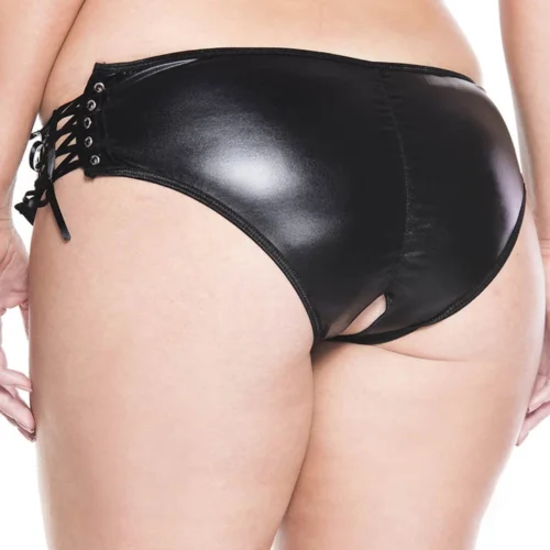 Music Legs Wet Look Lace Up Crotchless Panty Lingerie 8 Music Legs Wet Look Lace Up Crotchless Panty Lingerie