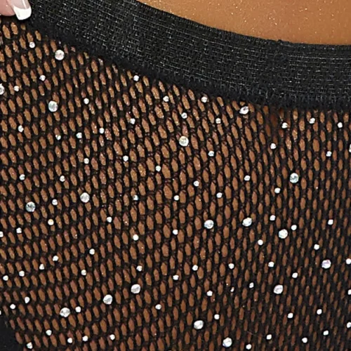Popsi Lingerie Fishnet Rhinestone Crop Top & Panty