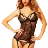 Seven Til Midnight Black Lace Strappy Chemise & Panty Lingerie
