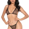 Seven Til Midnight Black Netted Bralette And G-String Lingerie