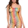Music Legs Strapless Rainbow Net Bodystocking