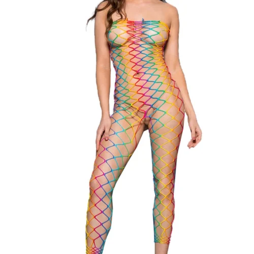 Music Legs Strapless Rainbow Net Bodystocking
