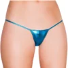 Roma Costume Panties Metallic Turquoise 'Y' Back Micro Thong Bikini Bottom
