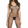 Music Legs Seamless Fishnet Crotchless Body Stocking
