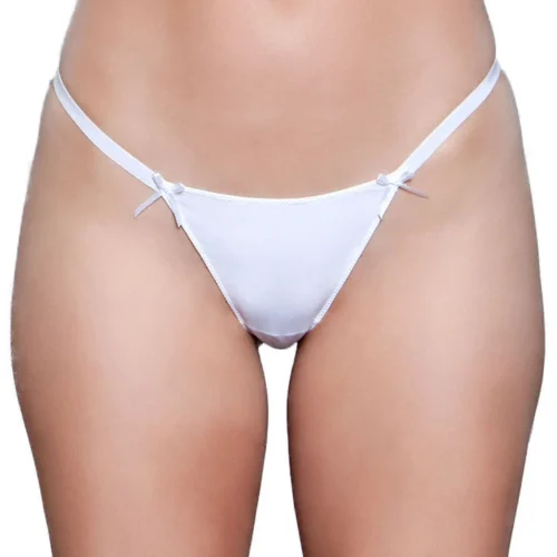Be Wicked White Thong Panty With Ribbon