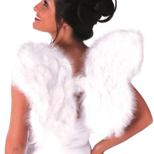 Rubies White Faux Feather Angel Wings