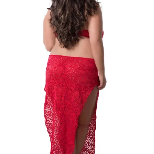 G World Intimates Plus Size Sensual Red Lace Night Dress