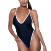 Be Wicked Sexy Swimwear Black And White Plunging Swimsuit
