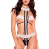 Music Legs White And Black Banded Teddy Lingerie