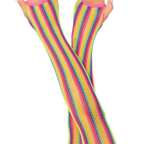 Leg Avenue Rainbow Fishnet Arm Warmers