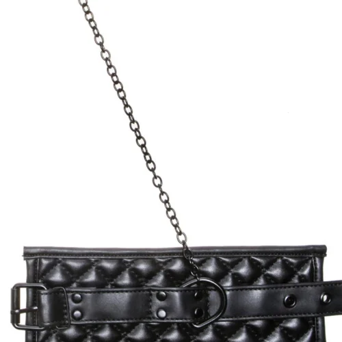 Allure Quilted Faux Leather Chained Collar & Wrist Cuffs Lingerie 7 Allure Quilted Faux Leather Chained Collar & Wrist Cuffs Lingerie