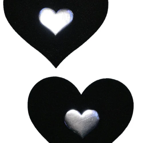 GE Apparel Black And Silver Heart Pasties