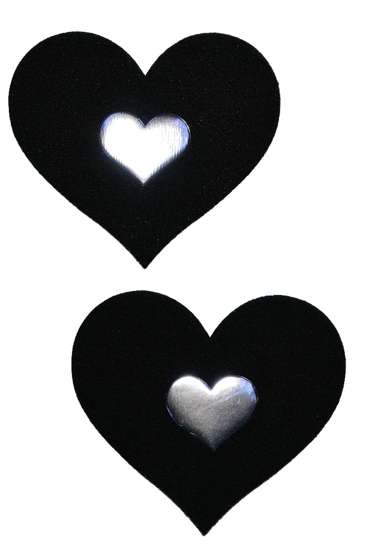 GE Apparel Black And Silver Heart Pasties 1 GE Apparel Black And Silver Heart Pasties