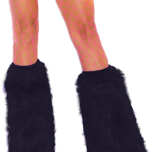 Elegant Moments Black Furry Leg Warmers Hosiery