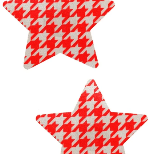 GE Apparel Red And White Houndstooth Star Nipple Pasties