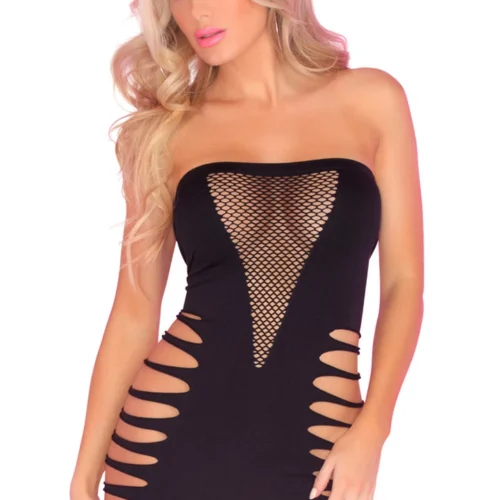 René Rofé Shredded Love Black Seamless Strapless Dress