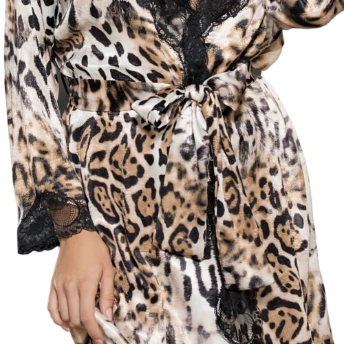 Shirley Of Hollywood Leopard Print Lingerie Robe