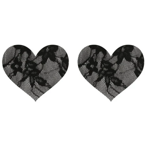 XGEN Lingerie Black Lace Heart Nipple Pasties