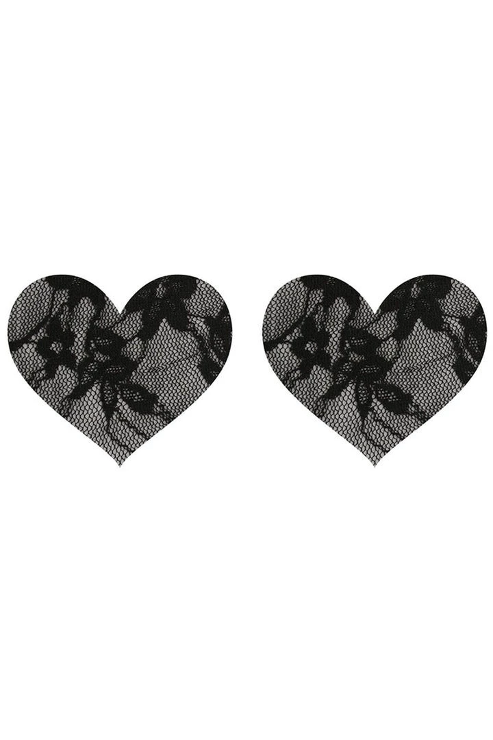 XGEN Lingerie Black Lace Heart Nipple Pasties 2 XGEN Lingerie Black Lace Heart Nipple Pasties