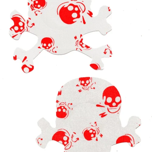 GE Apparel Red And White Skull Print Nipple Pasties