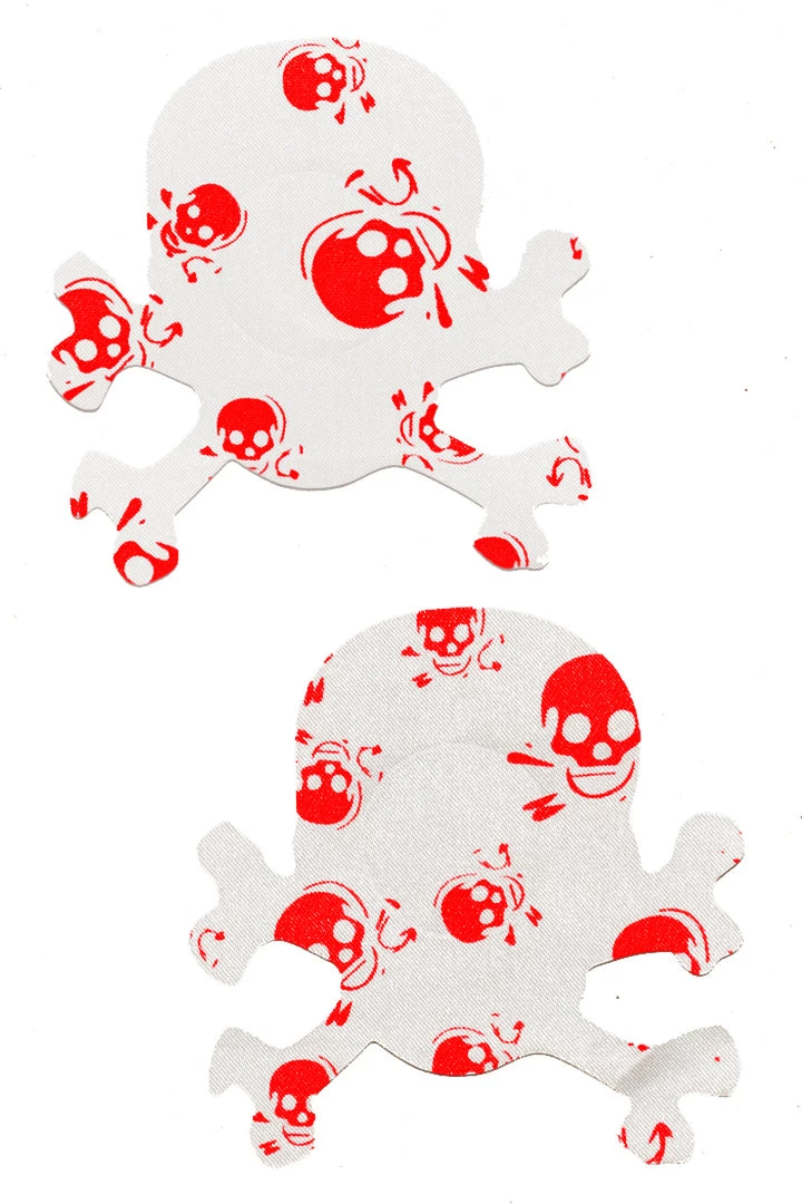 GE Apparel Red And White Skull Print Nipple Pasties 2 GE Apparel Red And White Skull Print Nipple Pasties