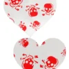 GE Apparel Red And White Skull Print Heart Nipple Pasties