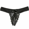 Shirley Of Hollywood Crotchless Black Spandex Panty With Polka Dot Bow