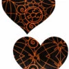 GE Apparel Black And Orange Spider Heart Nipple Pasties