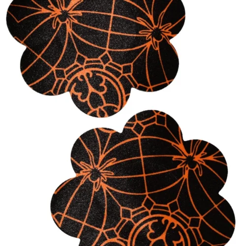 GE Apparel Black And Orange Spider Petal Nipple Pasties