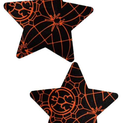 GE Apparel Black & Orange Spider Star Nipple Pasties