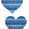 GE Apparel Blue Zig Zag Heart Nipple Pasties