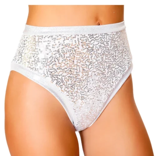 Roma Costume Silver Sequin High Waist Shorts Bottoms