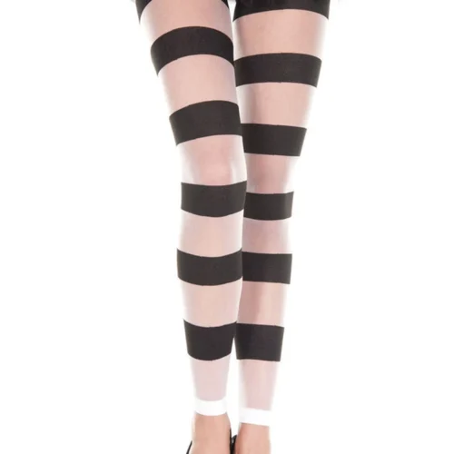 Music Legs Sheer Striped Footless Leggings Hosiery