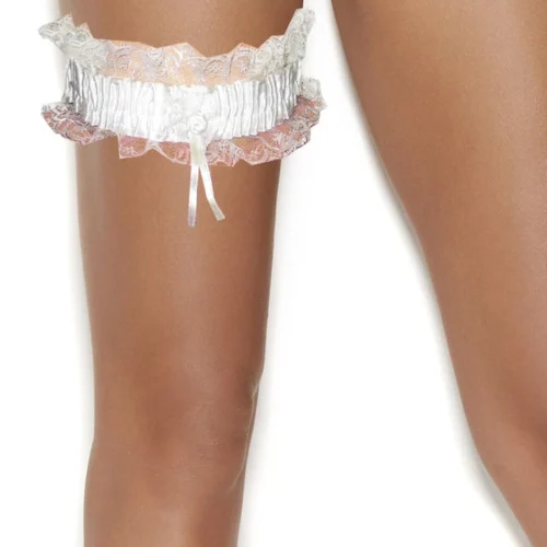Elegant Moments Accessories White Satin White Lace Leg Garter