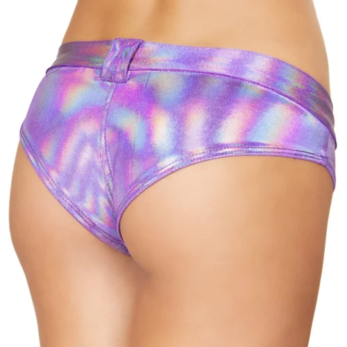 Roma Costume Iridescent Purple Booty Shorts With Belt Loops
