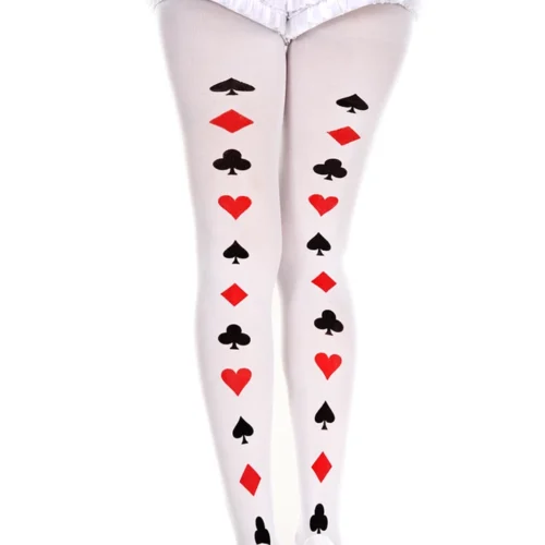 Music Legs Poker Cards Backseam Pantyhose Hosiery