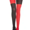 Music Legs Red And Black Mismatch Pantyhose