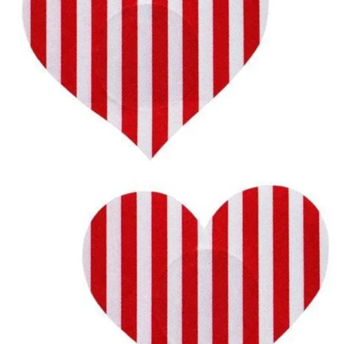 GE Apparel Red & White Stripe Heart Nipple Pasties