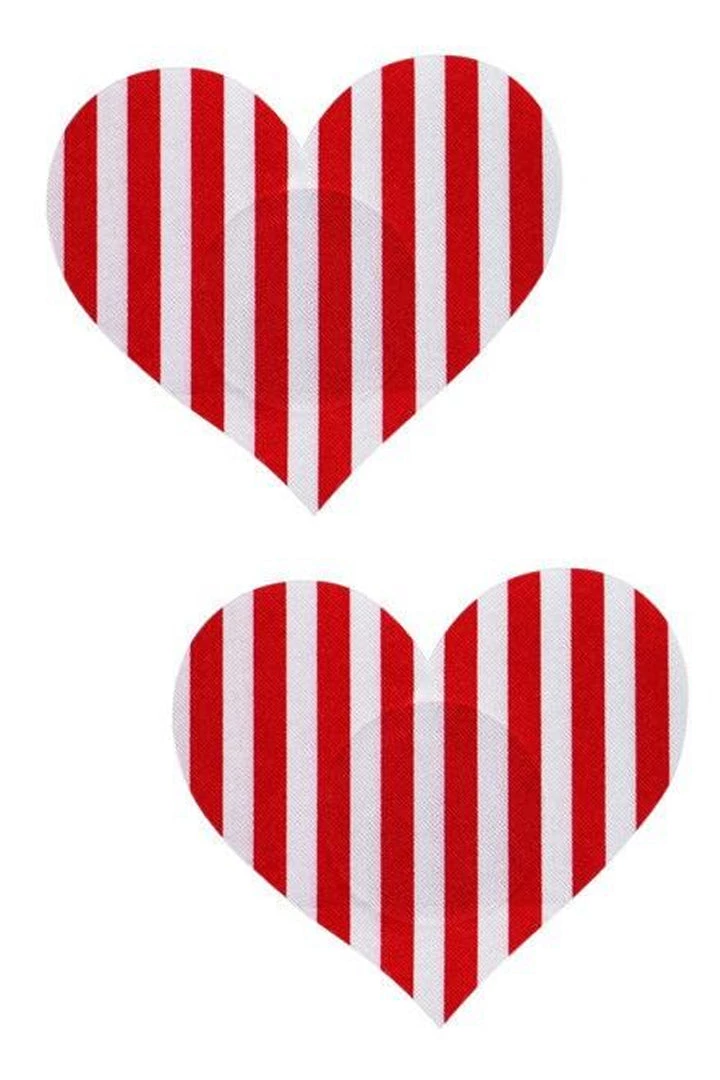 GE Apparel Red & White Stripe Heart Nipple Pasties 1 GE Apparel Red & White Stripe Heart Nipple Pasties
