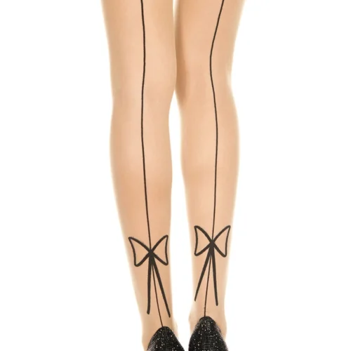 Music Legs Backseam And Bow Sheer Thigh Highs Hosiery