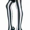 Music Legs Black And White Opaque Striped Thigh Highs