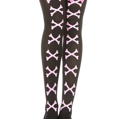 Music Legs Cross Bone With Bows Thigh High Stockings Hosiery