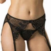 Shirley Of Hollywood Black Embroidered Sequin Garter Belt