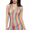 Music Legs Rainbow Halter Neck Mini Dress Lingerie