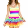 Music Legs Music Festival Wear Rainbow Stretch Mini Tutu Dress