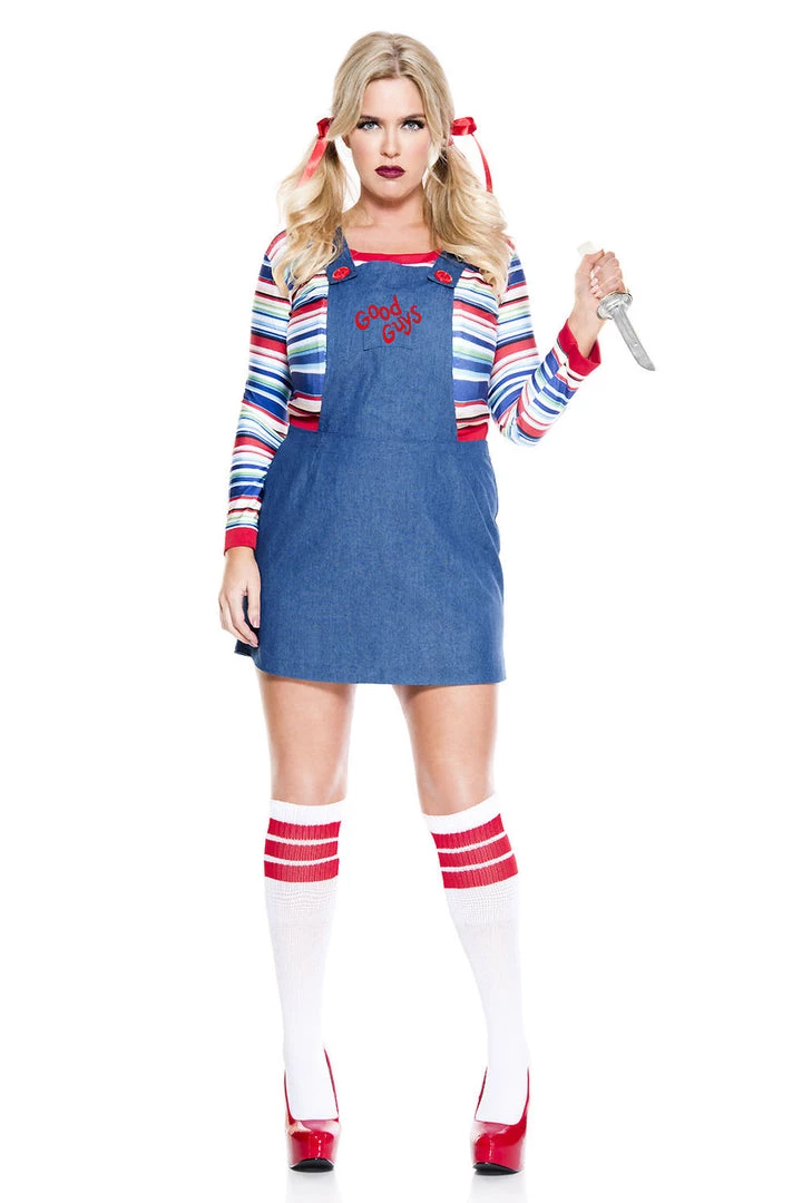 Music Legs Plus Costumes Plus Size Nightmare Killer Doll Costume 3 Music Legs Plus Costumes Plus Size Nightmare Killer Doll Costume