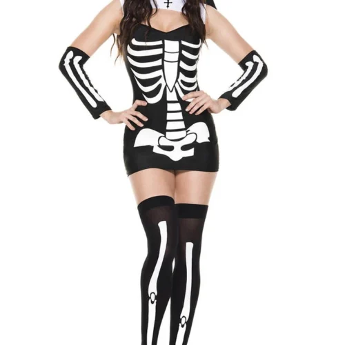 Music Legs Sexy Halloween Costumes No Bones Nun Costume