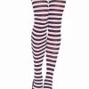 Leg Avenue Black And Baby Pink Striped Pantyhose Hosiery