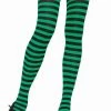 Leg Avenue Black And Kelly Green Striped Pantyhose